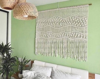 Geometric Wall Art, Macrame wall hanging large, Large tapestry, Dorm headboard, Bohemian decor, Macrame Wall Hanging, Weaving wall hanging