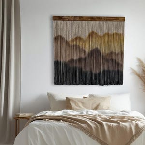 Dip dye fiber art, hand-dyed tapestry, over bed decor, Macrame Wall Hanging large, wall hangings, Dyed Macrame, Bedroom Decor, Wall Art