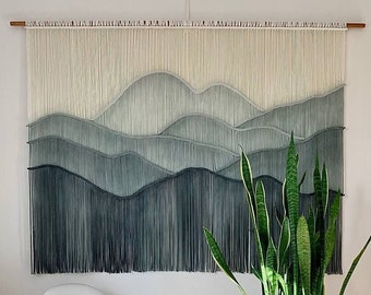 Living room decor, Geometric wall art, Over bed decor, Macrame Wall Hanging large, Tapestry wall hangings, Wall Hanging with Mountains