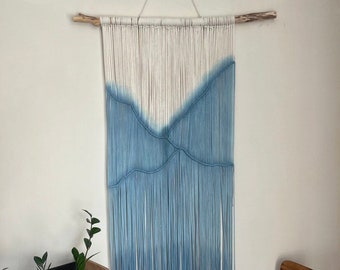 Living room decor, Macrame Wall Hanging large, Tapestry wall hangings, Dyed Macrame, Dip dye fiber art, hand-dyed tapestry, wall decor