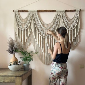 Macrame Wall Hanging, Tapestry Wall Hanging, Large Macrame Wall Hanging, Macrame Wedding Backdrop, Macrame on Driftwood, Woven Hangers image 1