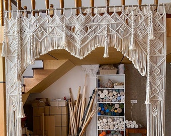 Large Macrame Wedding Arch, Bohemian Backdrop, Cotton Rope Curtain