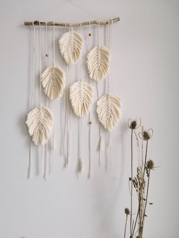 Macrame leaf wall hanging Dorm wall decor Boho wall decor