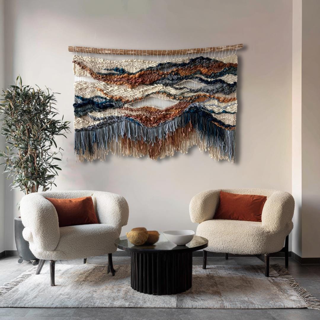 Large Canyon-inspired Woven Wall Hanging – Textured Fiber Art in Cotton ...
