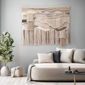 Large macrame wall hanging, Tapestry wall hanging, Macrame wall hanging, Living room decor, Farmhouse decor, Over Bed Wall Decor, wall art