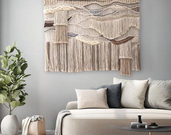 Große Makramee Wandbehang, Tapisserie Wandbehang, Makramee Wandbehang, Wohnzimmer Dekor, Bauernhaus Dekor, Über Bett Wand Dekor, Wandkunst