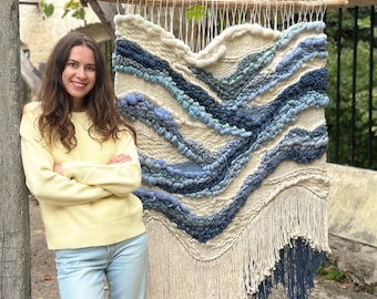 woven wall hanging, textured wall art, large woven tapestry, wool tapestry, woven wall decor, weaving art, extra large wall hanging