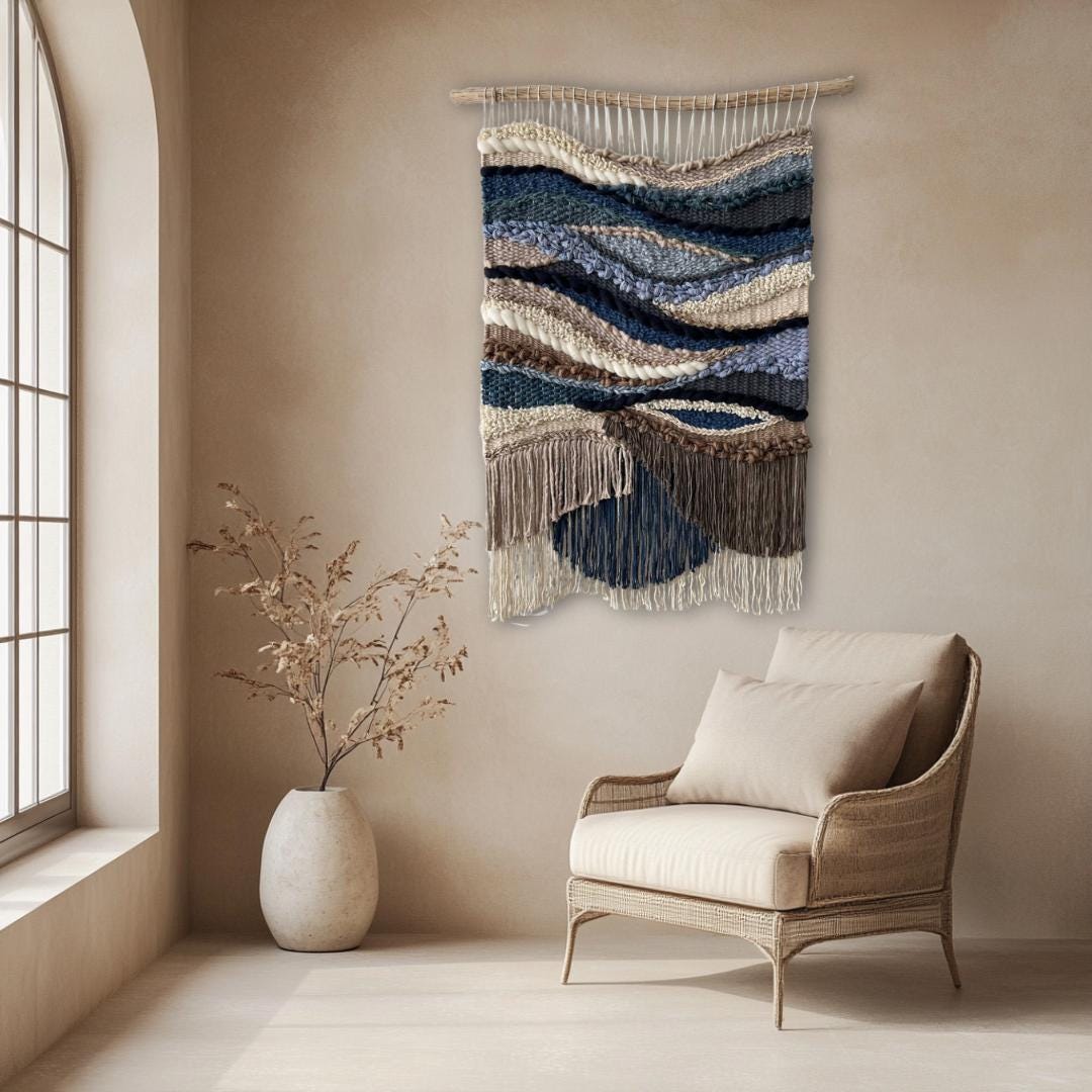 Weaving Wall Hanging, Woven Tapestry, Fiber Wall Art, Long Wall Hanging, Macrame Wall Hanging, Living Room Decor, wall hangings, wall decor