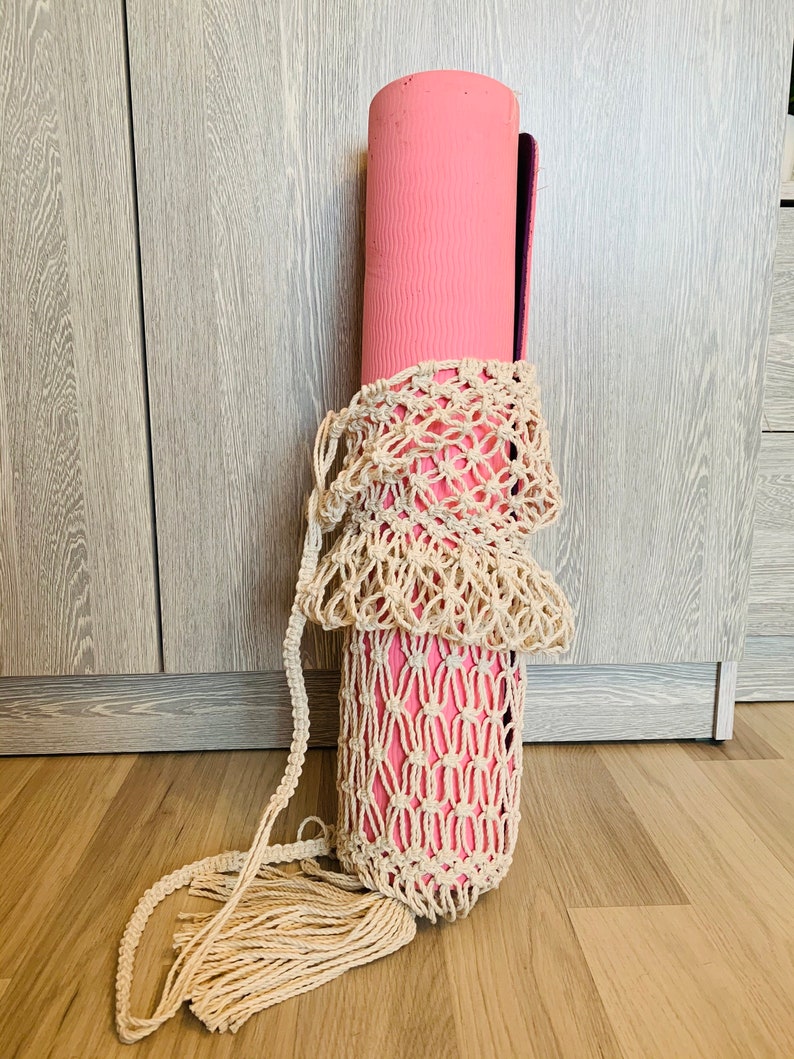 Pilates Mat Bag Macrame Tote Bag Yoga Gift Gift for Yogi Sports Bag Yoga Mat Carrier Net Yoga Bag Yoga Accessories Yoga Mat Bag