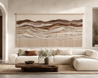 Extra Large Macrame Wall Hanging, Earth Tone Tapestry, Farmhouse Decor, Cotton and Wool Tapestry