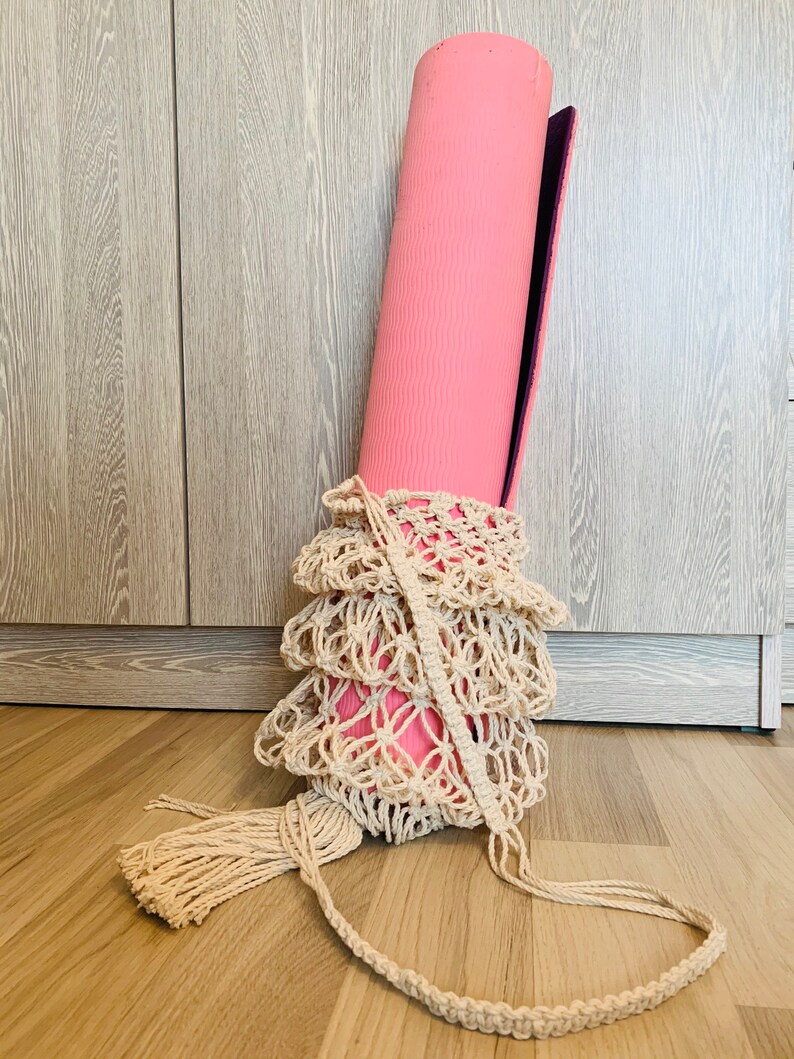 Pilates Mat Bag Macrame Tote Bag Yoga Gift Gift for Yogi Sports Bag Yoga Mat Carrier Net Yoga Bag Yoga Accessories Yoga Mat Bag