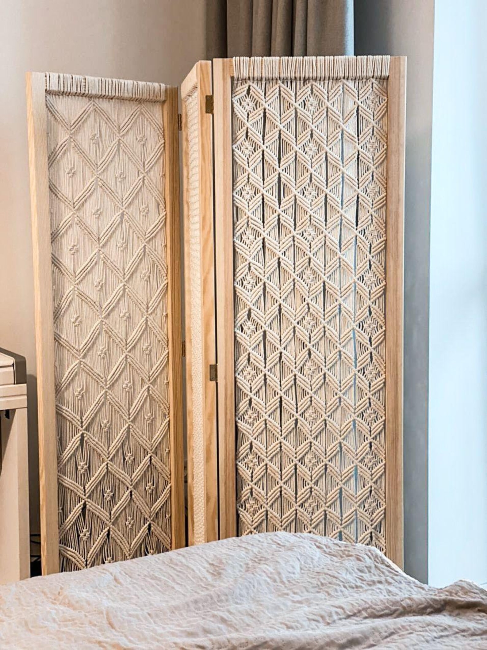 Macrame Room Divider Privacy Screen Partition Wall Hanging Etsy