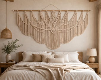 Large Boho Macrame Wall Hanging, 82x43 in Cotton Tapestry, Extra Large Boho Decor, Bohemian Wall Hanging, Rope Wall Art
