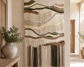 Extra-large macrame wall hanging, Tapestry wall hanging, Macrame wall hanging large, Living room decor, Farmhouse decor, Long Wall Hanging
