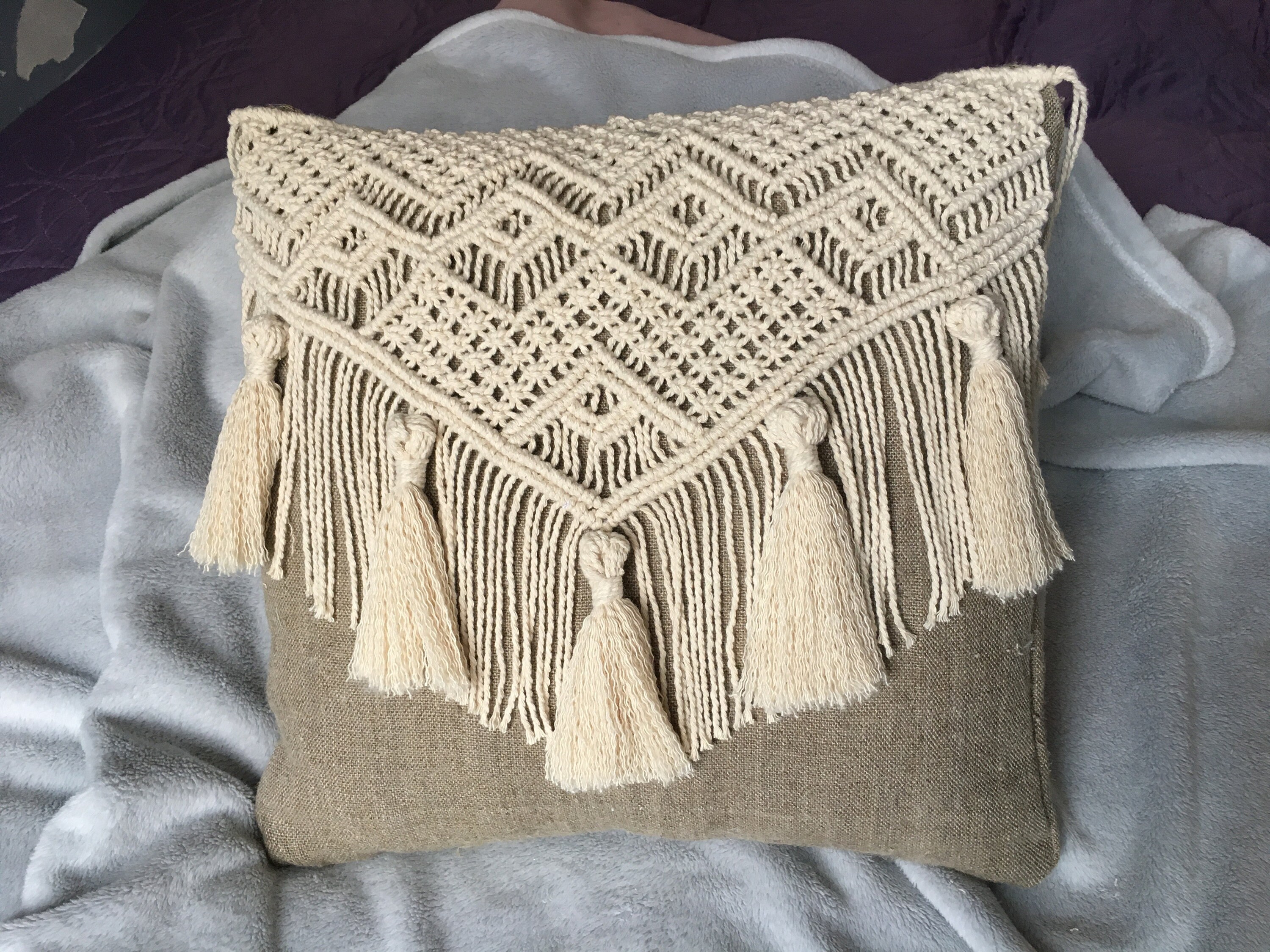 Macrame pillowcase FAST SHIPPING AVAILABLE Macrame and linen Etsy