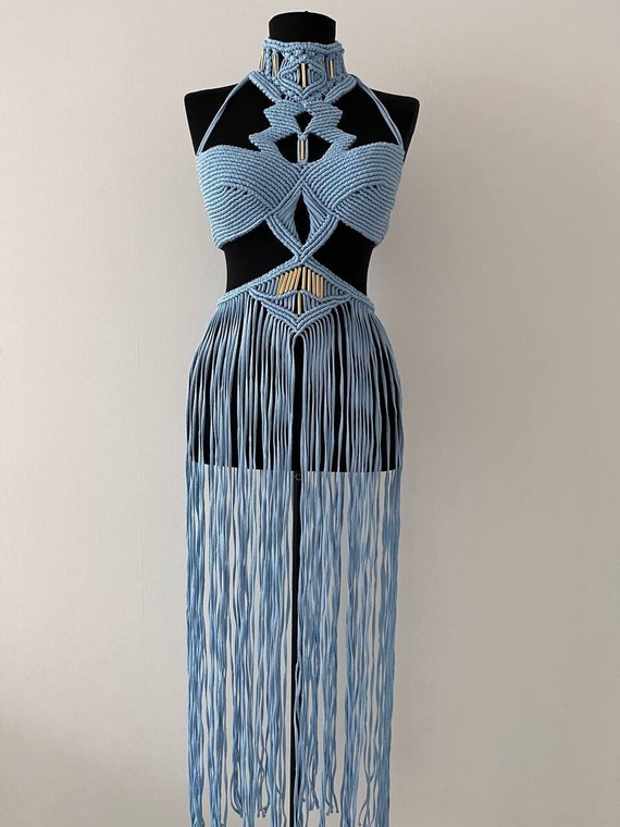 Macrame Wedding Dress, Rave Outfit, Burning Man Dress, Macrame Beachwear, Macrame Rope Dress, Beach Cover Up, Beach Wedding Dress