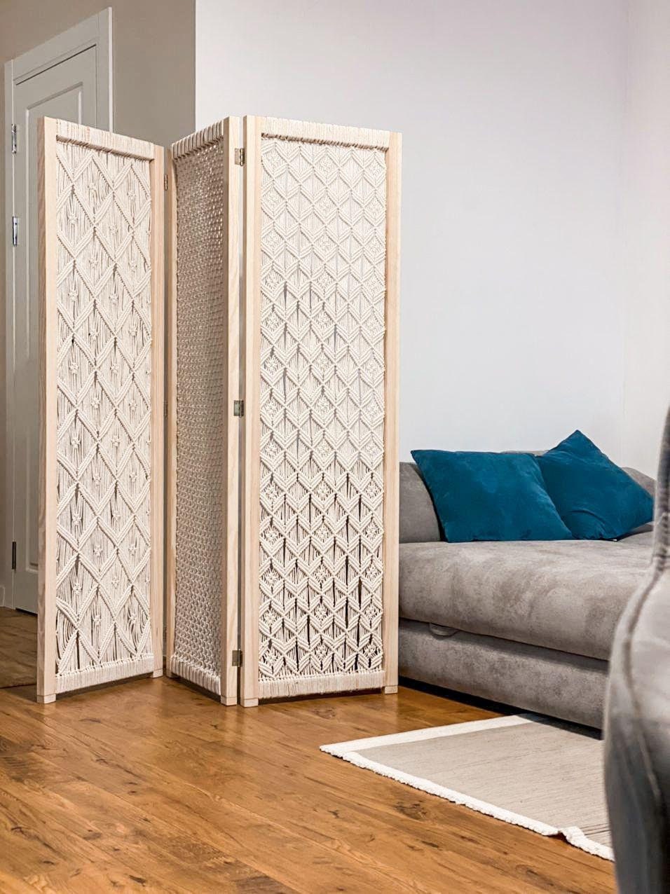 Macrame Room Divider Privacy Screen Partition Wall Hanging Etsy