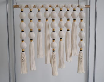 Makramee Ball Wandbehang, Kugel Makramee Wandbild, große gewebte Wandkunst