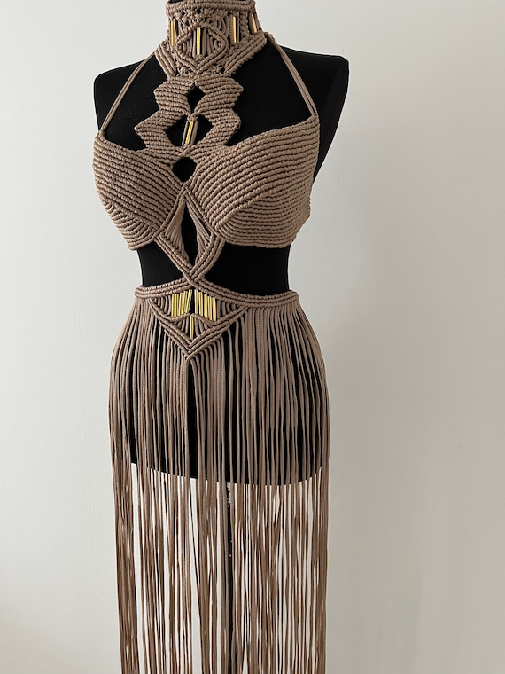 Festival Clothing, Rave Outfit, Burning Man Dress, Macrame Beachwear, Macrame Rope Dress, Resort Dress, Beach Cover Up, Beach Tunica