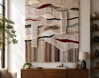 Extra Large Woven Wall Hanging, Double-Sided Textile Art Divider, Large Scale Woven Wall Art, Fiber Tapestry
