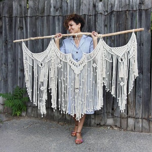 Macrame on driftwood, Tapestry wall hangings, Macrame Wall Hanging large, Boho bedroom decor, Dorm headboard, Boho wedding decor, wall art