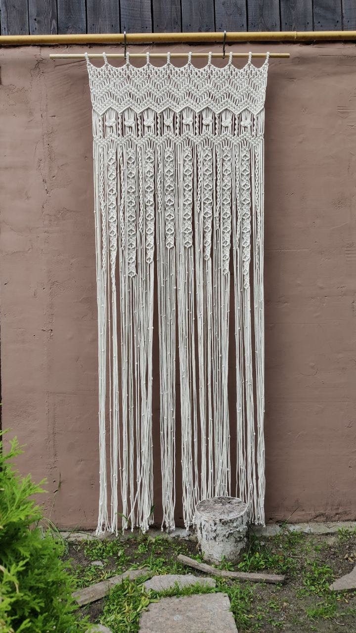 Macrame Curtain Macrame Panels Macrame Room Divider Macrame window curtain Outdoor curtain Macrame door curtain Polyester Curtain