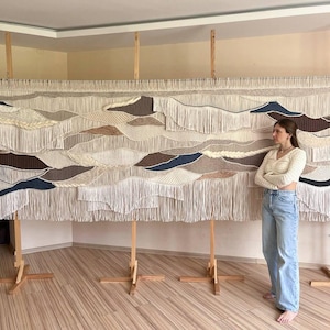 Large Woven Wall Hanging, Neutral Boho Textile Art, Modern Fiber Wall Sculpture, Custom Handmade Tapestry, Extra Large Wall Hanging, Macrame