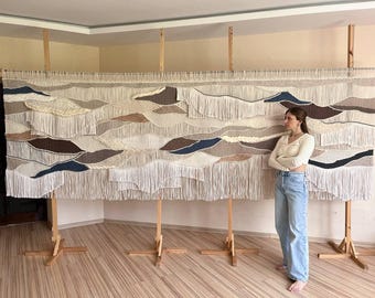 Large Woven Wall Hanging, Neutral Boho Textile Art, Modern Fiber Wall Sculpture, Custom Handmade Tapestry, Extra Large Wall Hanging, Macrame