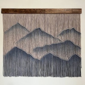 Living room decor, hand-dyed tapestry, Dip dye fiber art, Large Macrame Wall Hanging, wall hangings, Dyed Macrame, Wall art, Wall Decor