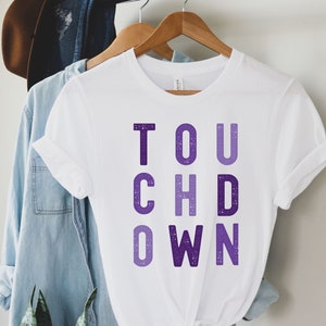 Purple Football Touchdown T-shirt, Mom Football Shirt, Purple Team Shirt