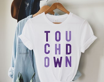 Purple Football Touchdown T-shirt, Mom Football Shirt, Purple Team Shirt