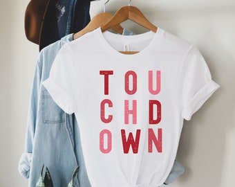 Red Football Touchdown T-shirt, Mom Football Shirt, Red Team Shirt