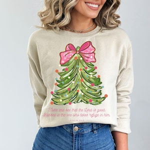 Christian Christmas Tree Sweatshirt, Cozy Holiday Crewneck, Gift for Her, Winter Fashion, Blessed Design, Festive Apparel