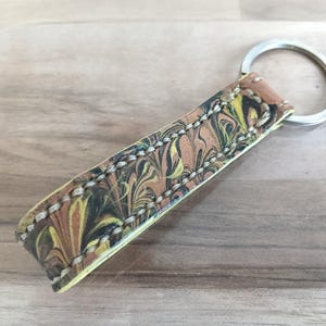 Yellow and Black Loop Keychain – genuine leather, Bag Charm, Zipper pull