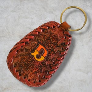 Custom Leather Keychain Initial Keychain, Genuine Leather Personalised Initial Keyring, Personalized Leather Key Fob Gift For Mum or Wife