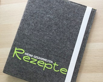 Recipe folder A4 made of wool felt incl. recipe cards