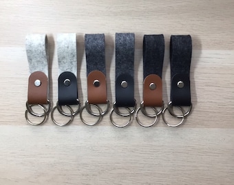 Keychain made of wool felt and leather lanyard key chain