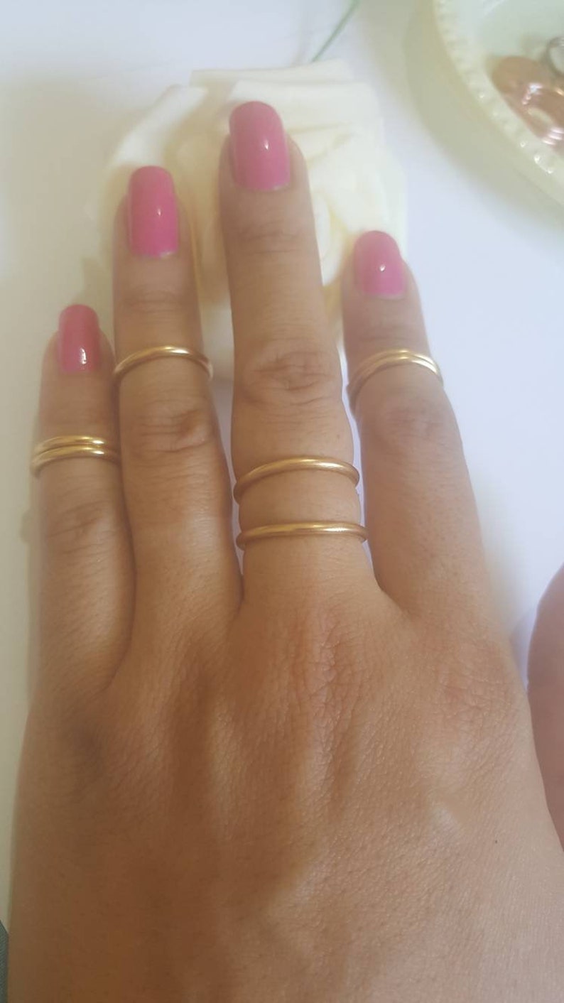 Trendy Set 6 Gold Adjustable Rings for women Gifts for Her. Gift for Women Gift for Wife