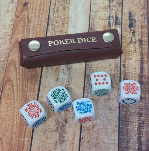 Poker Dice, Liar Dice in Leather Case Press Stud Closure , Grooms