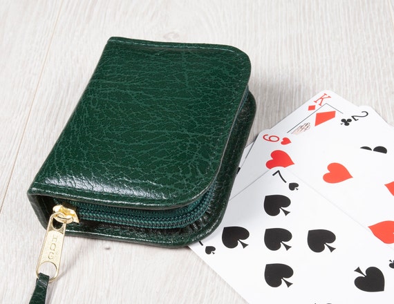 Étui à cartes à jouer en cuir, étui à cartes de poker, porte-pont unique,  étui à cartes à jouer zippé -  France