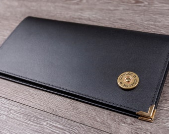 Leather Shotgun Certificate Holder , Firearms Licence & Insurance Certificate Holder Wallet Shotgun Shell Concho
