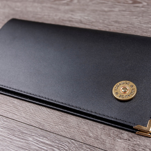 Leather Shotgun Certificate Holder , Firearms Licence & Insurance Certificate Holder Wallet Shotgun Shell Concho