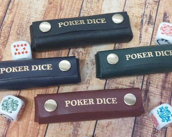 Poker Dice, Liar Dice in Leather Case Press Stud Closure , Grooms Man Gift.