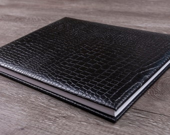 Leather Guest Book: Croc Print Visitor Comments Book