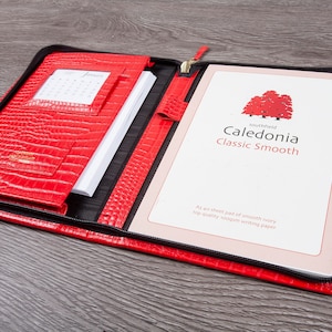Croc Print Leather Writing Case: A5 Writing Set, Made in England