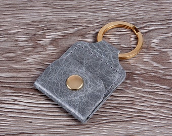 Vintage Hide Leather Pouch Key Ring: Guitar Pick/Coin Holder