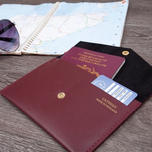 Deluxe Passport Holder Envelope Travel wallet I.D Wallet, Travel Documents Holder Smooth Fincell Leather