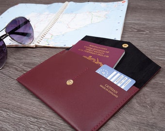 Deluxe Passport Holder Envelope Travel wallet I.D Wallet, Travel Documents Holder Smooth Fincell Leather