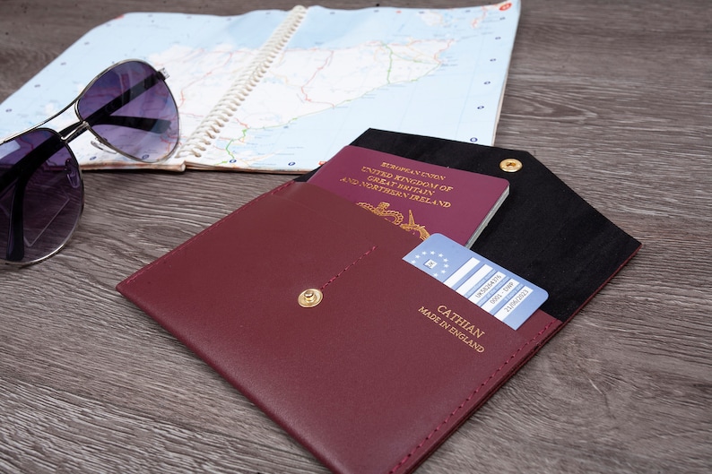 Deluxe Passport Holder Envelope Travel wallet I.D Wallet, Travel Documents Holder Smooth Fincell Leather image 1