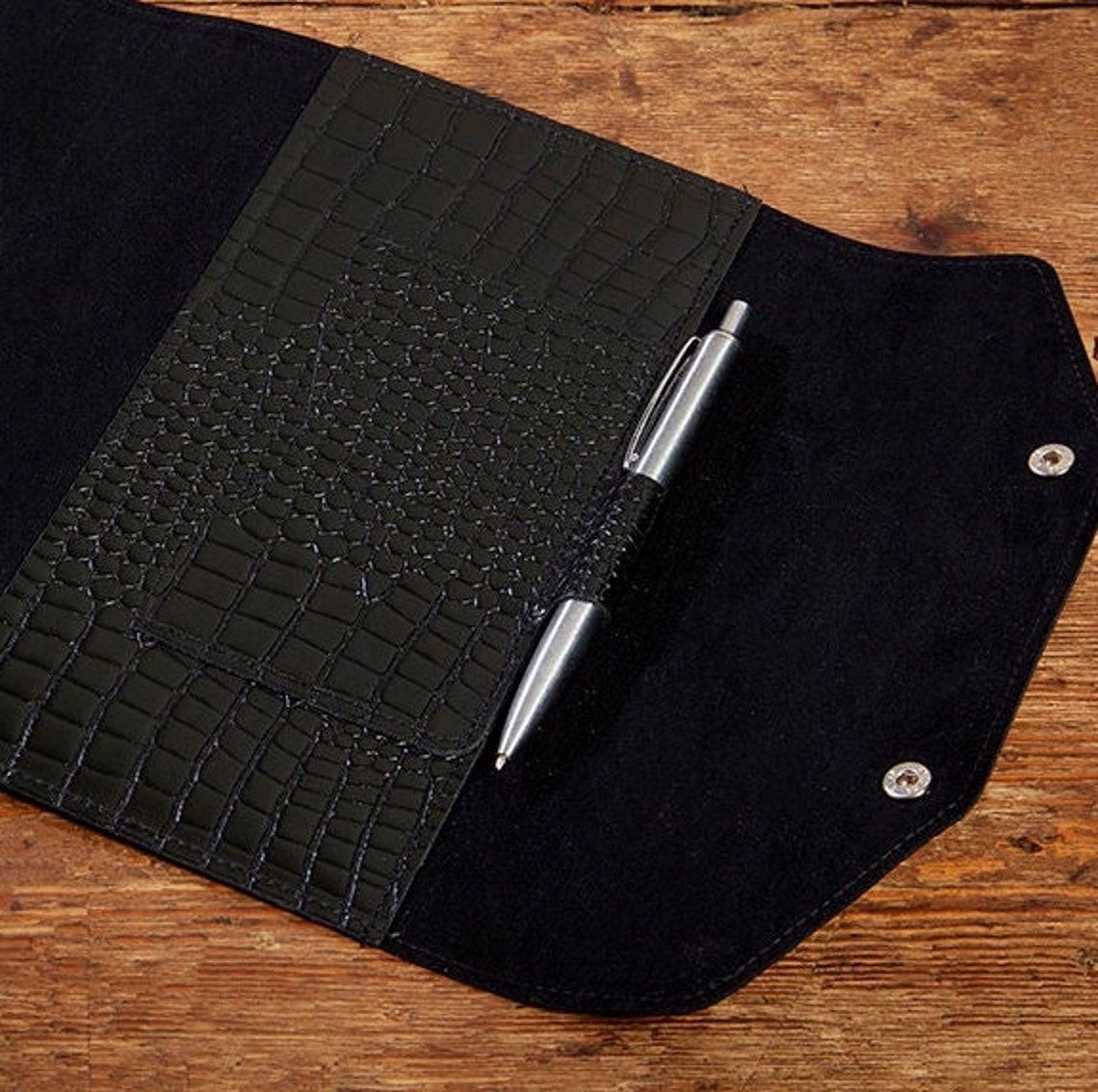 Croc Grained Leather A5 Refillable Notebook: Handmade in England - Etsy